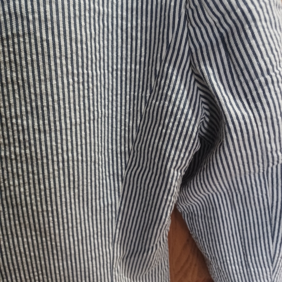 BRITISH KHAKI BLUE WHITE STRIPE SEERSUCKER COTTON BLAZER NWT SIZE MEDIUM - Picture 9 of 16